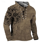 economico Felpe 3D da uomo-Per uomo Stampe astratte Felpa Maglione Manica lunga Felpa Colletto Mao Streetwear Originale Essenziale Stampa 3D Sportivo Informale Giornaliero Lacci Primavera &amp; Autunno