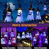 abordables Halloween en Plein Air-Décorations d&#039;Halloween à suspendre, fantômes éclairés, veilleuses LED pour extérieur et intérieur, pour patio, arbre, jardin, fête d&#039;Halloween, décoration de la maison, 1/2/4/8 pièces