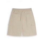cheap Retro-Men&#039;s Shorts Linen Shorts Summer Shorts Beach Shorts Drawstring Elastic Waist Multi Pocket Plain Knee Length Outdoor Beach Hawaiian Casual White 1 Green 1# Inelastic