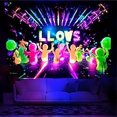 זול שטיחי קיר של Blacklight-blacklight שטיח uv תגובתי זוהר בחושך זוהר מסיבת ניאון רעיונות מסיבת זוהר מקלות מסיבה תלוי שטיח קיר אמנות קיר ציור קיר לחדר שינה בסלון