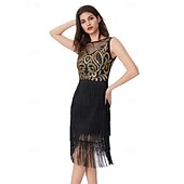 olcso Öltözetek-Retró Ordító 20-as évek 1920-as évek Flapper ruha Szerepjáték Jelmezek Felszerelések A nagy Gatsby Esküvői Vendég Flitter Rojt Női Karácsony Mindszentek napja Farsang Halloween Buli / Este Esküvői