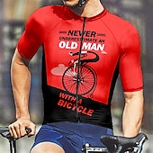 お買い得  Maglie da uomo-Men's Cycling Jersey Letter &amp; Number Short Sleeve Bike Tee Tshirt Jersey with 3 Rear Pockets Mountain Bike MTB Quick Dry Anatomic Design Wicking Breathable Sports Pink Red Green Clothing Apparel