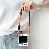 お買い得  サムスン用ケース-電話 ケース 用途 サムスンのギャラクシー Zフリップ6 Z Flip 5 Z Flip 4 Z Flip 3 バックカバー リストストラップ付き 耐衝撃
