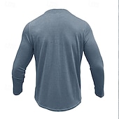 preiswerte Lässiges Henley-T-Shirt-Herren T-Shirt mit Knöpfen T Shirt Henley Hemd T-Shirt Langarm Henley Frühling &amp; Herbst Einfach Mode Designer Basic Urlaub Straße Ausgehen Meerblau Wein Blau Top T-Shirt für Herren