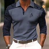 economico Polo classica da uomo-Per uomo Paisley Magliette Polo a Nido d'Ape Testurizzato Maglia da golf Manica Lunga Magliette polo Camicie con Colletto Business Casual Abbigliamento da lavoro Abbigliamento Formale Abbigliamento