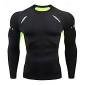 baratos Camisetas e Regatas de Corrida-Homens Camisetas Compressão Camisa Atlético camisa de ginástica Camisa Fitness Patchwork Manga Longa Camiseta Casual Roupa Esportiva Outono Respirável Secagem Rápida Alta elasticidade Treino de
