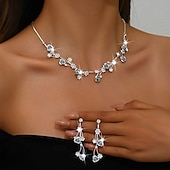 voordelige Sieradensets-Sieradenset 3 stuks Legering Oorbellen Kettingen Dames Elegant Vintage Modieus meetkundig Bloemvorm Geometrische vorm Sieraden set Voor Bruiloft Feest Vuosipäivä