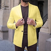 abordables Blazers pour hommes-Homme blazer Entreprise Soirée Cocktail Fête de Mariage Mode Décontractées Printemps &amp; Automne Polyester Couleur unie Bouton Poche Confortable Boutonnage Simple veste Rose Claire Jaune Rose Claire