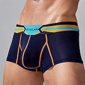 preiswerte Boxershorts für Herren-Herren 1 pc Unterwäsche Boxer Boxer-Shorts Nylon Atmungsaktiv Weich Komfortabel Farbblock Buchstabe Mittlere Hüfthöhe Schwarz Weiß