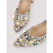 tanie Zwykły-Damskie Szpilki Bling Bling Buty Sandały z kryształkami Impreza Obcas słupek Nasek w szpic Moda Płótno Mokasyny Kolorowy