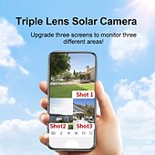 economico Videocamere di sorveglianza per esterni-telecamera solare a doppio schermo per esterni con pistola a sfera, telecamera domestica HD con monitoraggio wireless a 360 gradi