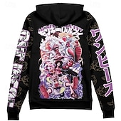 cheap Cartoon &amp; Movie Character Graphic-One Piece Monkey D. Luffy Roronoa Zoro Luffy Gear 5 Hoodie Zip-Up Hoodie Anime 3D Front Pocket Graphic For Couple&#039;s Men&#039;s Women&#039;s Adults&#039; Halloween Carnival Masquerade 3D Print Party Casual Daily