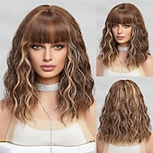 levne Syntetické trendy paruky-Cosplay kostýmní paruka Bouncy Curl Střih Bob Elegantní ofina S ofinou Paruka 14&quot; Tmavěhnědá Umělé vlasy Dámské Elastický Rozkošný Pohodlné Tmavě hnědá