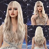 voordelige Synthetische trendy pruiken-Synthetische pruiken Uniformen carrière Kostuums Prinses Gekruld Golvend Middelste stuk Gelaagd kapsel Machinegemaakt Pruik 61.0 cm Lichtbruin Synthetisch haar Dames Cosplay Feest Modieus Bruin
