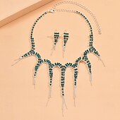 billige Smykkesett-Smykke Sett 3 stk Strass Legering Øredobber Halskjeder Dame Elegant Årgang Nydelig geometriske Geometrisk Form Smykkesett Til Bryllup Fest jubileum