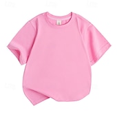 cheap Tees &amp; Shirts-Unisex Boys Girls&#039; 3D Solid Color Tee Short Sleeve Summer Spring Fashion Basic Kids 4-12 Years Crew Neck Outdoor Casual Daily Regular Fit