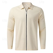 baratos Casacos &amp; Sobretudos para Homem-Homens jaqueta leve Jaqueta Waffle Jaqueta de Camisa Formal Casa Bolsos Primavera Outono Côr Sólida Ativo Neutra Colarinho de Camisa Padrão Tecido Waffle Branco Azul Cinzento Casaco