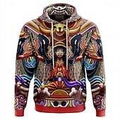 economico Grafica di personaggi di cartoni animati e film-One Piece Monkey D.Rufy Ingranaggio di Rufy 5 Felpa con cappuccio Pullover Manga 3D Tasca frontale Grafica Per Da coppia Per uomo Per donna Per adulto Halloween Carnevale Mascherata Stampa 3D Feste