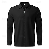 baratos Casacos &amp; Sobretudos para Homem-Homens jaqueta leve Jaqueta Waffle Jaqueta de Camisa Formal Casa Bolsos Primavera Outono Côr Sólida Ativo Neutra Colarinho de Camisa Padrão Tecido Waffle Branco Azul Cinzento Casaco