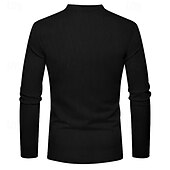 preiswerte Lässiges Henley-T-Shirt-Herren T-Shirt mit Knöpfen T Shirt Cordhemd Henley Hemd Langarm Henley Frühling &amp; Herbst Einfach Mode Designer Basic Urlaub Straße Ausgehen Schwarz Wein Braun Top T-Shirt für Herren