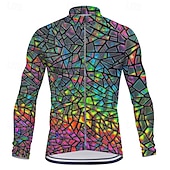 voordelige Heren shirts-Voor heren Wielrenshirt Lange mouw Winter Fietsen T-shirt Kleding Bovenlichaam met 3 achterzakken Bergracen Wegwielrennen Sneldrogend Rits Aan De Voorzijde Lampenkatoen Geel Blauw Paars Kleurenblok