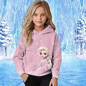 abordables Dessins animés 3D de fille-Fille 3D Graphic Bande dessinée Motif de flocon de neige Pull à Capuche de Noël Sweat à capuche manche longue Automne Hiver Mode Adorable basique Enfants 4-12 ans Capuche Extérieur Casual du quotidien