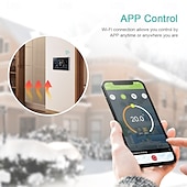 abordables Appareils électroménagers-Thermostat programmable pour contrôle du chauffage de l&#039;eau, maison intelligente, écran LCD à affichage négatif, thermostat d&#039;ambiance rond avec wifi