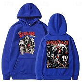 levne Halloweenská grafika-předvečer Všech svatých Výkřik Ghostface Kostlivec Kapuce Tisk Přední kapsa Grafika Pro Pro páry Pánské Dámské Dospělé předvečer Všech svatých Karneval Plesová maškaráda Horká ražba předvečer Všech