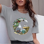 baratos Gráfico de personagem de desenho animado e filme-A Viagem de Chihiro Totoro Japonesa/Curta Camiseta lavada com ácido extragrande Imprimir Arte Gráfica Para Casal Homens Mulheres Adulto Dia Das Bruxas Carnaval Baile de Máscaras Hot Stamping Rua