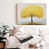 preiswerte Blumen-/Botanische Gemälde-großes handgemaltes 3D-Ölgemälde auf Leinwand mit goldenem Baum, handgefertigtes Herbstlandschaftsgemälde, handgefertigte Wandkunst, botanisches Messergemälde, leichtes luxuriöses Ölgemälde mit