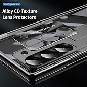olcso Samsung-tokok-telefon Ügy Kompatibilitás Samsung Galaxy Z Hajtogatás 6 Z Fold 5 Z Fold 4 Z Fold 3 Fekete tok Állvánnyal és Képernyővédő Mágneses Retro Páncél PC Fém