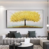 preiswerte Blumen-/Botanische Gemälde-großes handgemaltes 3D-Ölgemälde auf Leinwand mit goldenem Baum, handgefertigtes Herbstlandschaftsgemälde, handgefertigte Wandkunst, botanisches Messergemälde, leichtes luxuriöses Ölgemälde mit