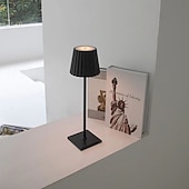 abordables Lampes de table-Lampe de table sans fil Protection des yeux Abat-jour plissé à gradation tactile en aluminium Lampe de table LED tricolore antidérapante rechargeable avec câble de chargement USB pour salle à manger