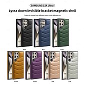 abordables Carcasas Samsung-teléfono Funda Para Samsung galaxia S24 Ultra Plus S23 Ultra Plus S22 Plus Ultra S25 Ultra Funda Trasera con Soporte Soporte de carga inalámbrica Ranura para tarjetas Retro TPU Cuero de PU