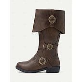cheap Vintage Boots-Women&#039;s Vintage Mid-Calf Witch Boots with Decorative Buckles and Folded Cuff - Vintage Pirate Style Cosplay Costume Shoes