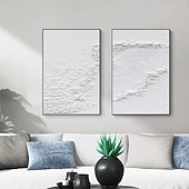 cheap Landscape Paintings-Handmade 3d white wave oil painting Wabi sabi oil painting handmade Wall Art Beige Abstract Painting Canvas A Pair Beige Texture wave painting Wall Art Neutral Abstract Wall Art Wall Decor