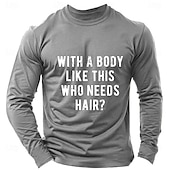 baratos Camiseta gráfica masculina-Homens Texto / Número Camiseta Camisa de manga longa 100% Algodão Manga Longa Gráfico Camisa Cinza Urze Claro Preto Vinho Camiseta confortável Férias Rua Roupas de estilistas