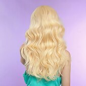 levne Syntetické trendy paruky-Syntetické paruky Uniformy Kariéra kostýmy Princeznovské Kudrny Curly Weave Střední část Vrstvený střih na stroji Paruka 20&quot; Světle blonďatá Umělé vlasy Dámské cosplay Párty Módní Blonďatá