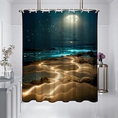 お買い得  シャワーカーテン-フック付きシャワーカーテン 180cm*180cm(70&quot;*70&quot;) ポリエステル洗濯可能防水パターンバスルームバスタブデコ海岸の海