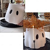 お買い得  ハロウィンの吊るし飾りとテーブルトップ装飾-ゴーストバケツ装飾プランターハロウィーンかわいいゴースト装飾、ゴーストプランターゴースト花瓶、ゴーストキャンディボウル装飾、屋内屋外ホーム装飾用のディスプレイスタンド装飾