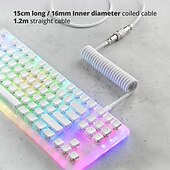 levne Kabely-spirálový kabel usb c klávesnice pro herní klávesnici dvouobjímkový kabel mechanické klávesnice s odnímatelným kovovým aviátorem 1,5 m usb-c na usb-a