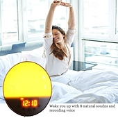 billige Smarte lys-LED Smart Light Soloppgangs Alarmklokke Lys Intelligent LED 7 Farger Justerbar med FM Radio Berøringskontroll Intelligent Hjem Soverom Stue Multifunksjons Lys