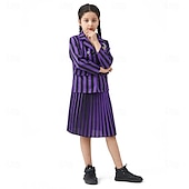 olcso Klasszikus horror-Szerda Addams Addams család szerda Szoknya Kabát Öltönyök és blézerek Szerepjáték Filmsztár jelmez for Női Lány Gyermek Felnőttek Álarcos mulatság Hétköznapi