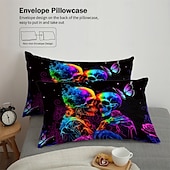 cheap Duvet Cover Sets-Gothic Cool Skull Floral Print 3-Piece Duvet Cover Set Bedding Set - Unique and Artistic Design - Includes Duvet Cover and Pillowcases - Soft and Durable Fabric - Perfect for Adding an Edgy Touch to Your Bedroom Decor