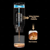 abordables Électroménager-Machine à café expresso électrique portable sans fil, mini cafetière à portion individuelle avec bac à poudre/capsule de café 2 en 1, pompe à pression, infusion automatique, 2500 mAh
