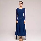 voordelige Ballroom danskleding-Ballroomdansen Kleding Gesplitst Kristallen / Bergkristallen Dames Prestatie Opleiding Lange mouw Kristal Katoen Netstof