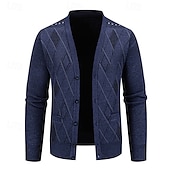 preiswerte Herren Strickjacke-Herren Strickjacke Kurzer Pullover Strickpullover Herren Pullover Gerippt Stricken Standard Knopf hoch Seitentaschen Bogengimpe V Ausschnitt Modisch Klassisch Freizeitskleidung Verabredung Bekleidung