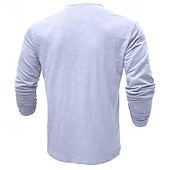 tanie Casualowa koszulka Henley-100% bawełniana męska koszulka henley koszulka z długim rękawem koszula z długim rękawem jednolity kolor modny codzienny guziki henley outdoor casual lato ciemnobrązowy wojskowa zieleń ciemnoszary henley t-shirt
