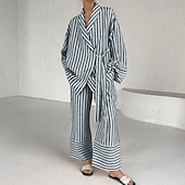 economico Pigiami da donna-camicie stampate da donna&amp;amp;abiti da notte - abiti da casa a righe in poliestere