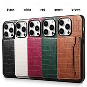 Недорогие Чехлы для iPhone-телефон Кейс для Назначение iPhone 16 Про Макс Плюс Айфон 15 Про Макс Плюс iPhone 14 13 12 11 Pro Max Plus Кейс на заднюю панель со стендом Магнитный Разъем для карты Ретро ТПУ Кожа PU